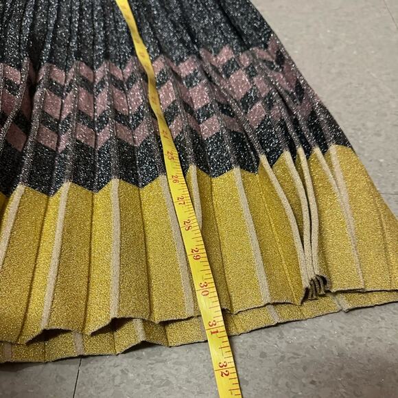 Derek Lam 10 Crosby Pleated Lurex Metallic Skirt Size Small Pleated Midi $495 - Picture 13 of 13